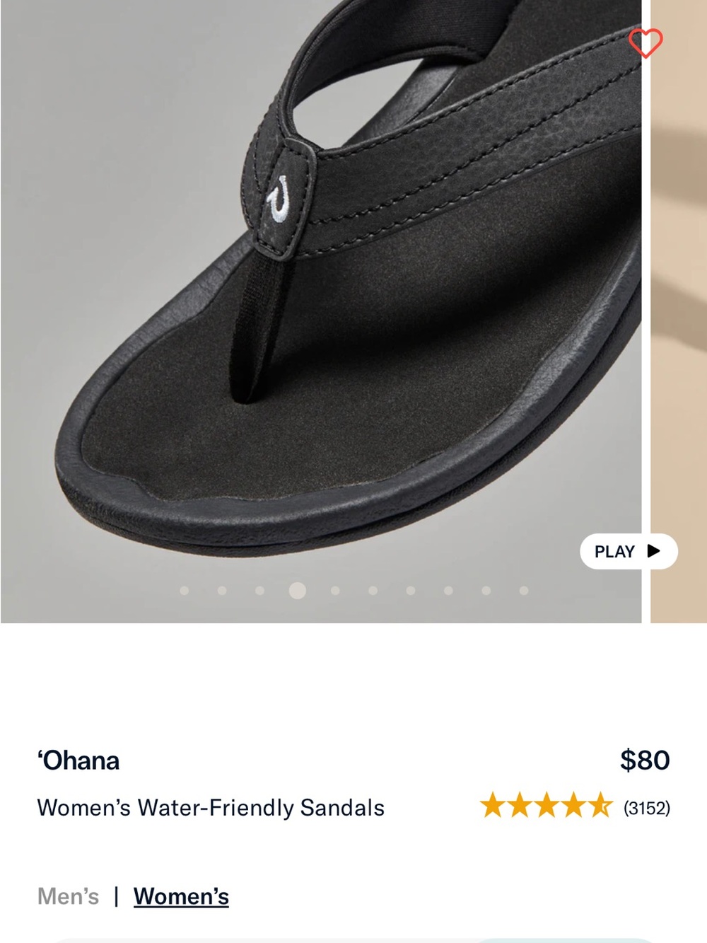 OluKai ʻOhana Women's Black Water-Friendly Flip Sandals